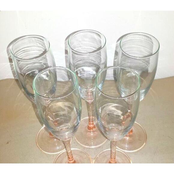 Vintage Luminarc Pink Stem Champagne Flutes,Set of 4,Arcoroc,France - Picture 3 of 5